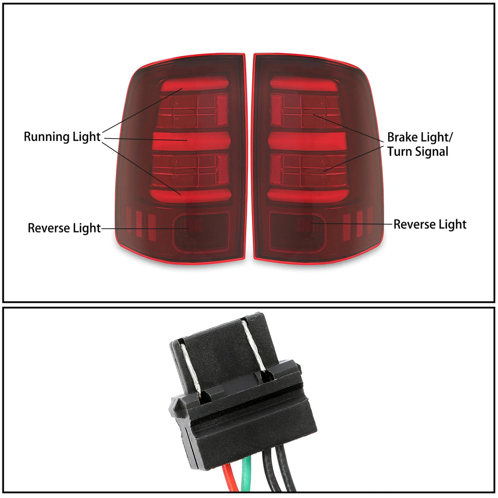 Red LED Tail Lights for Dodge Ram 1500 2500 3500 (2009-2018)