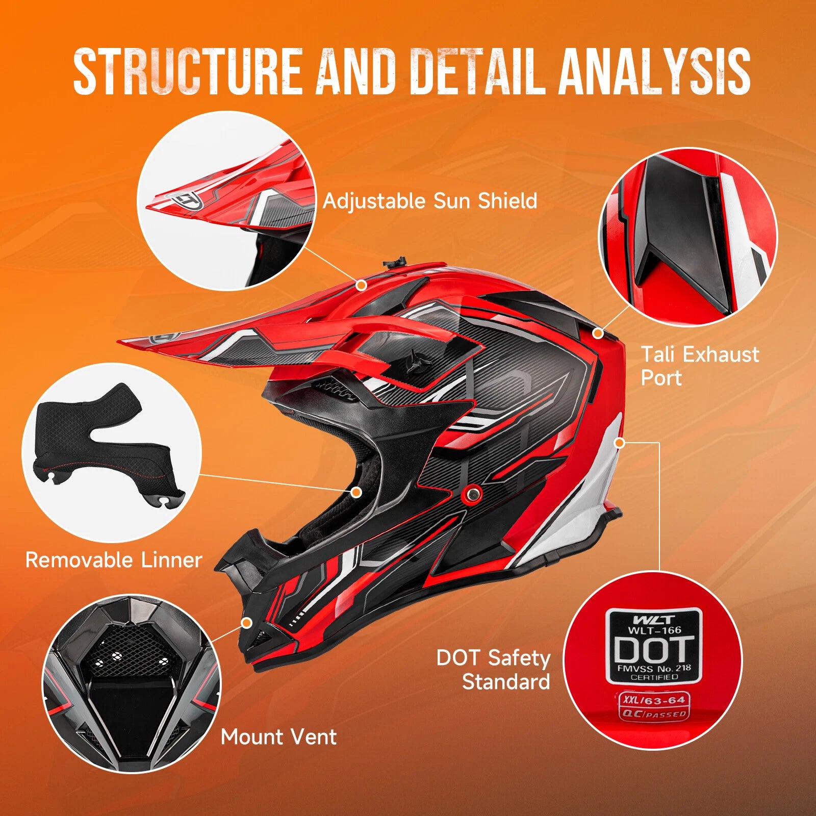 DOT Youth Adult Helmet Set for Dirt Bike ATV Motocross (M/L/XL/XXL)