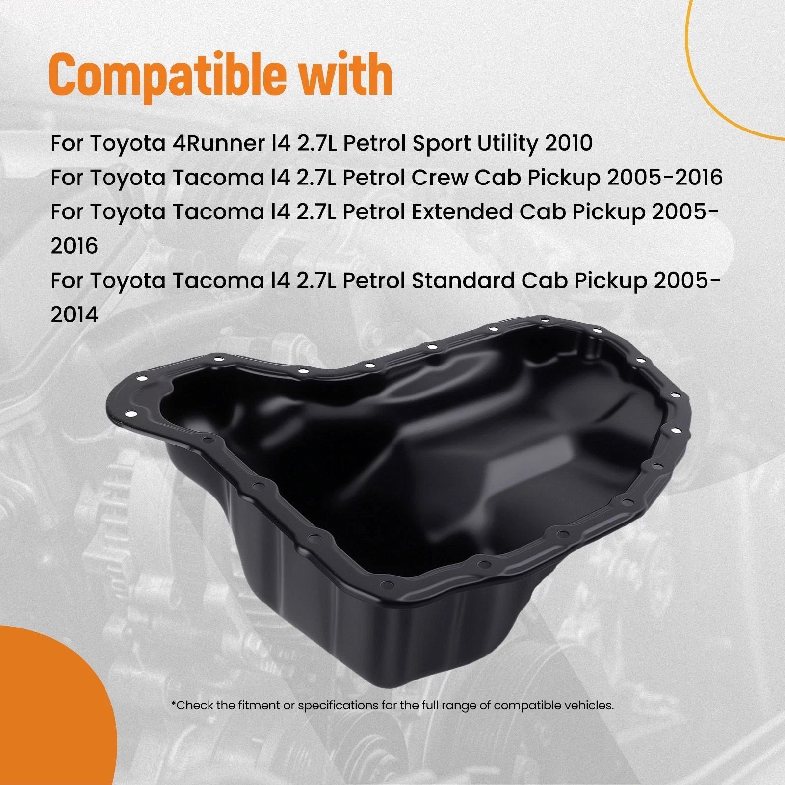 Engine Oil Sump Pan for Toyota 4Runner 2.7L (2005–2016)