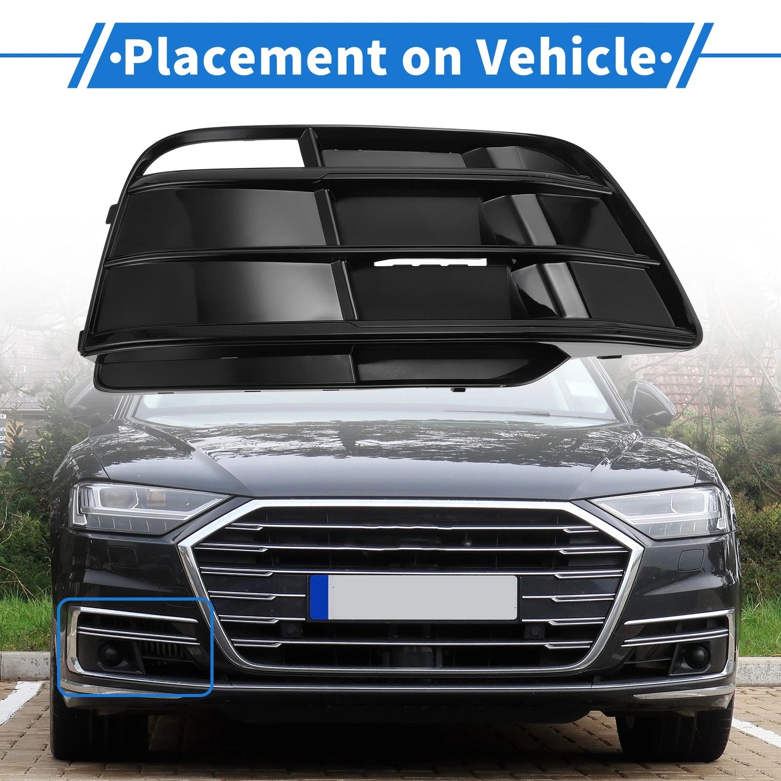 1pc Front Right Fog Light Grill for Audi Q5 SQ5 (2018–2022) No. 80A807679M