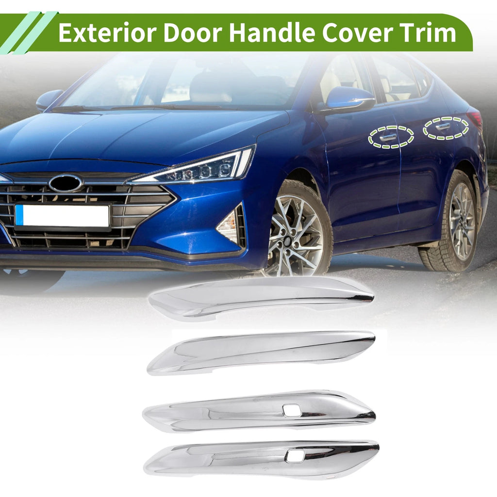 Exterior Door Handle Cover Trim for Hyundai Elantra (2021–2024) Silver Tone