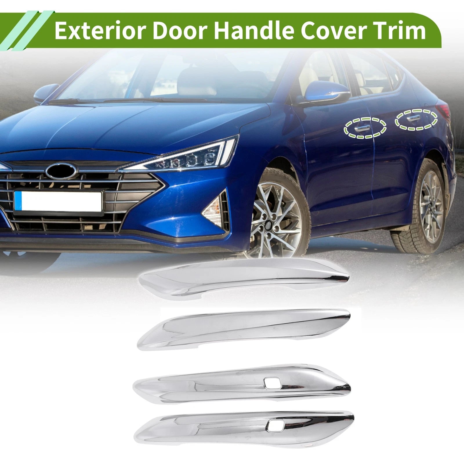 Exterior Door Handle Cover Trim for Hyundai Elantra (2021–2024) Silver Tone
