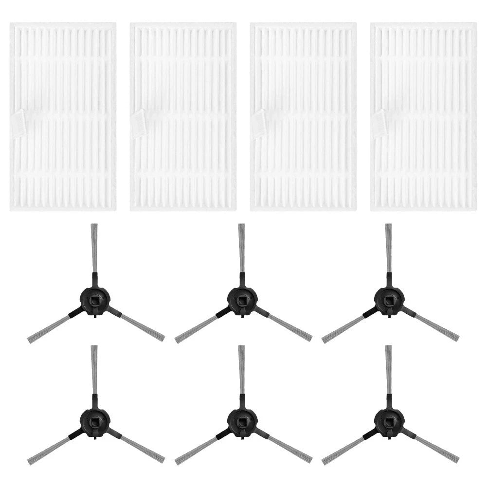 Set of 4 HEPA Replacement Filters & 6 Side Brushes for Prosceni Q20 Plus