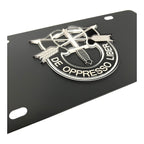 US Army Special Forces License Plate Frame Black Stainless for Universal