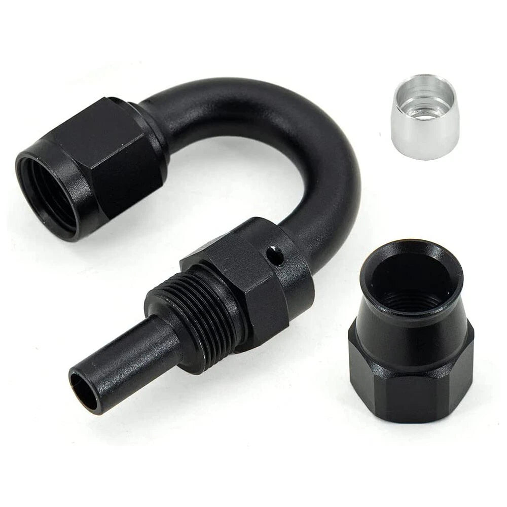 2Pcs AN4 180 Degree PTFE Teflon Swivel Hose End Adapter for Black 4AN (-)