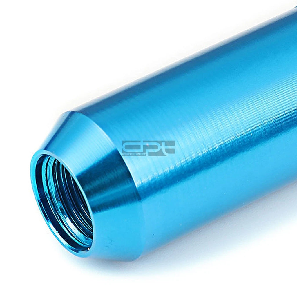 Set of 20 Open End M12x1.25 60mm Tall Sky Blue Hexagon Lug Nuts + Adapter