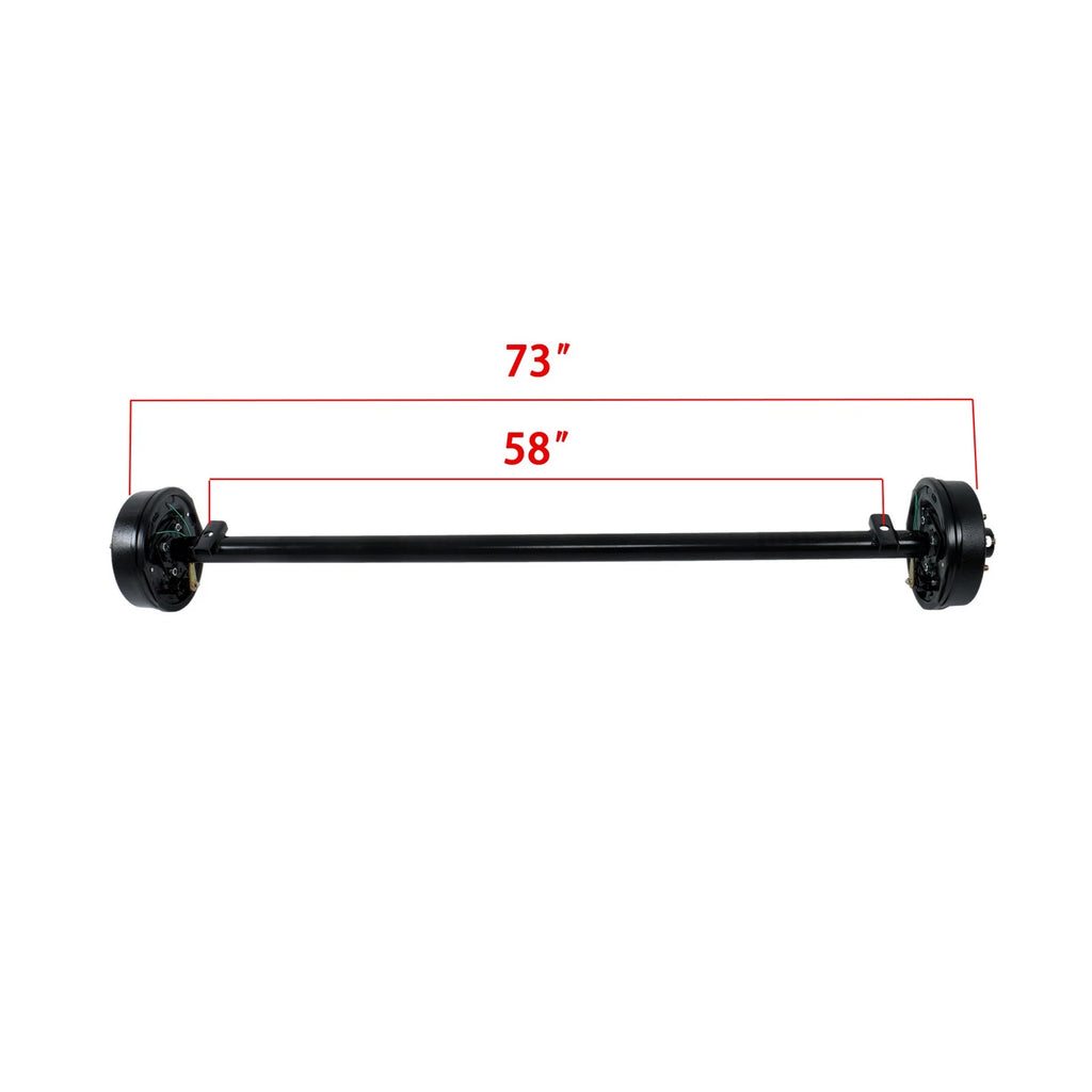 3500lbs Electric Brake Trailer Axle for 5 Lug (73" Hub Face, 58" Spring Center)