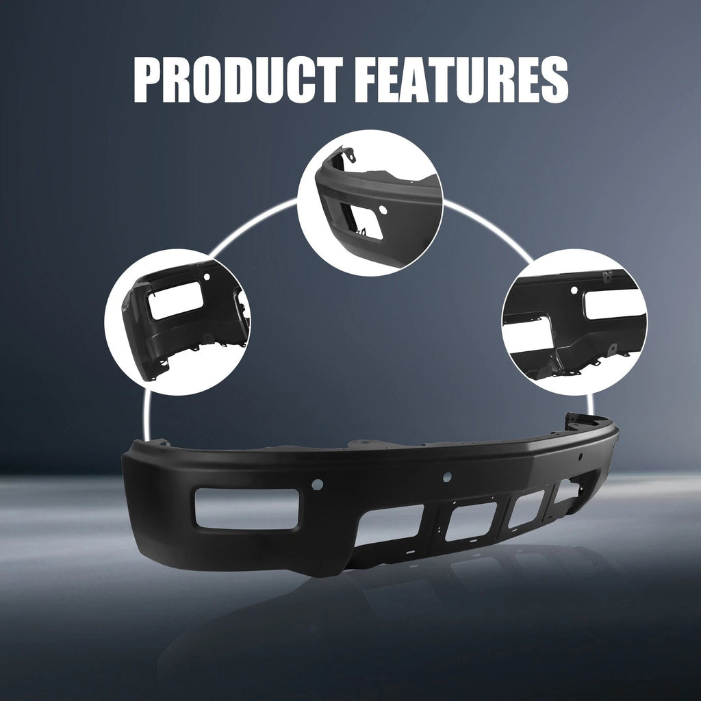 Black Steel Front Bumper for Chevy Silverado 1500 (2014–2015) with Sensor Holes