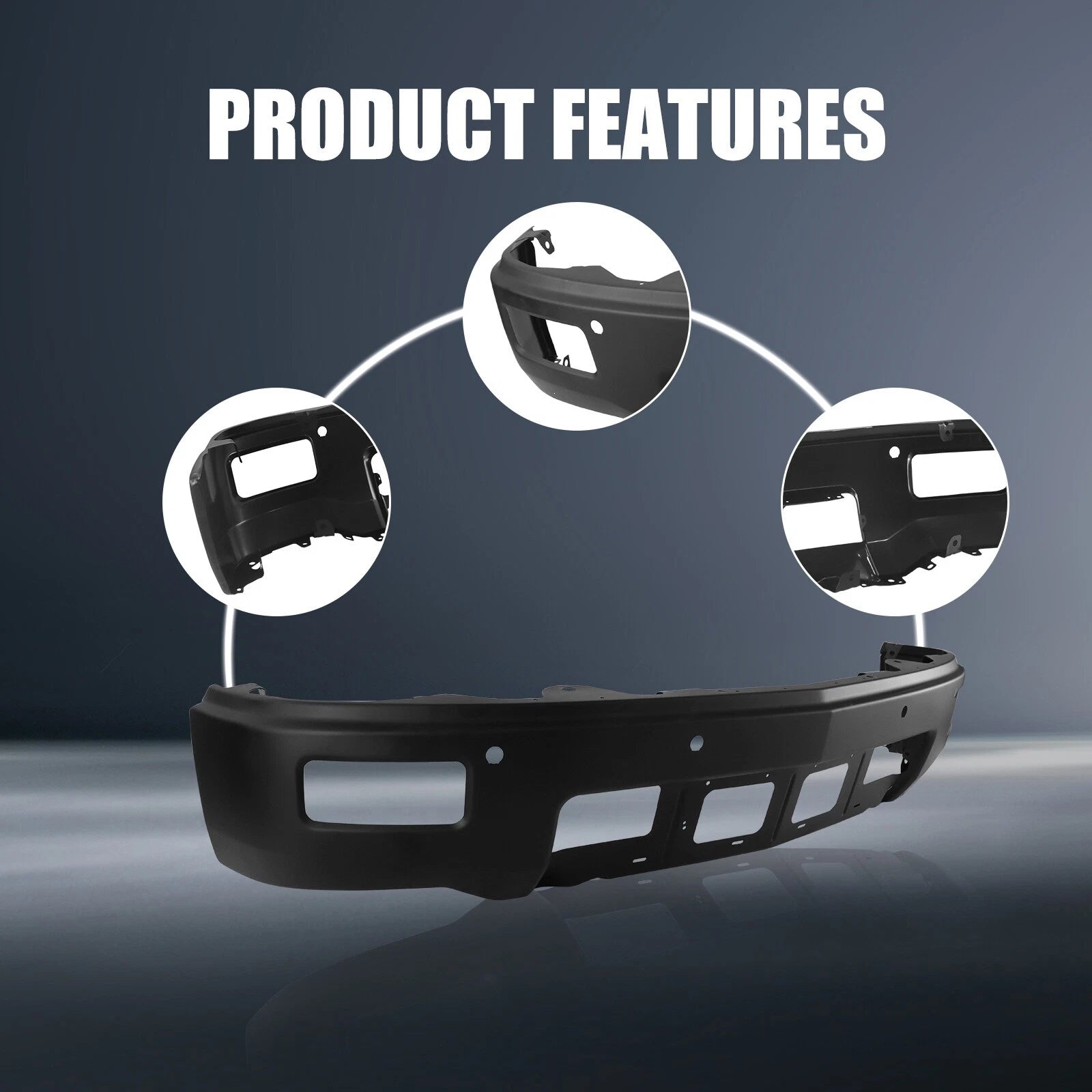 Black Steel Front Bumper for Chevy Silverado 1500 (2014–2015) with Sensor Holes