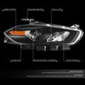Headlight Lamp for Dodge Dart (2013–2016) Right Amber Black Housing