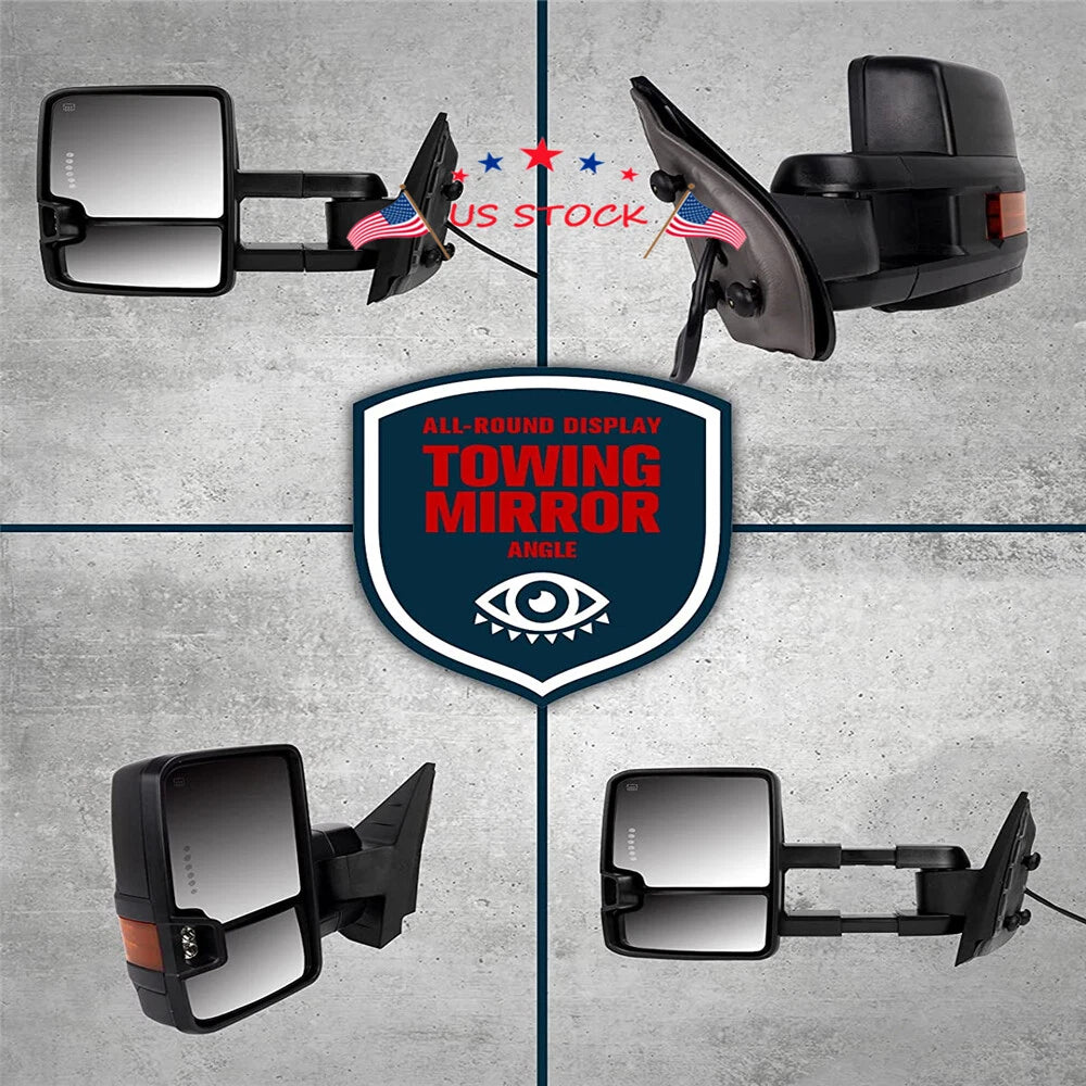 Power Heated Tow Mirrors with Dynamic LED Signal for Chevy Silverado GMC Sierra (2007-2013)
