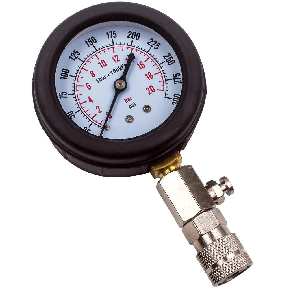 Engine Cylinder Compression Pressure Tester Gauge Tool Kit for All Models (0-300 PSI)