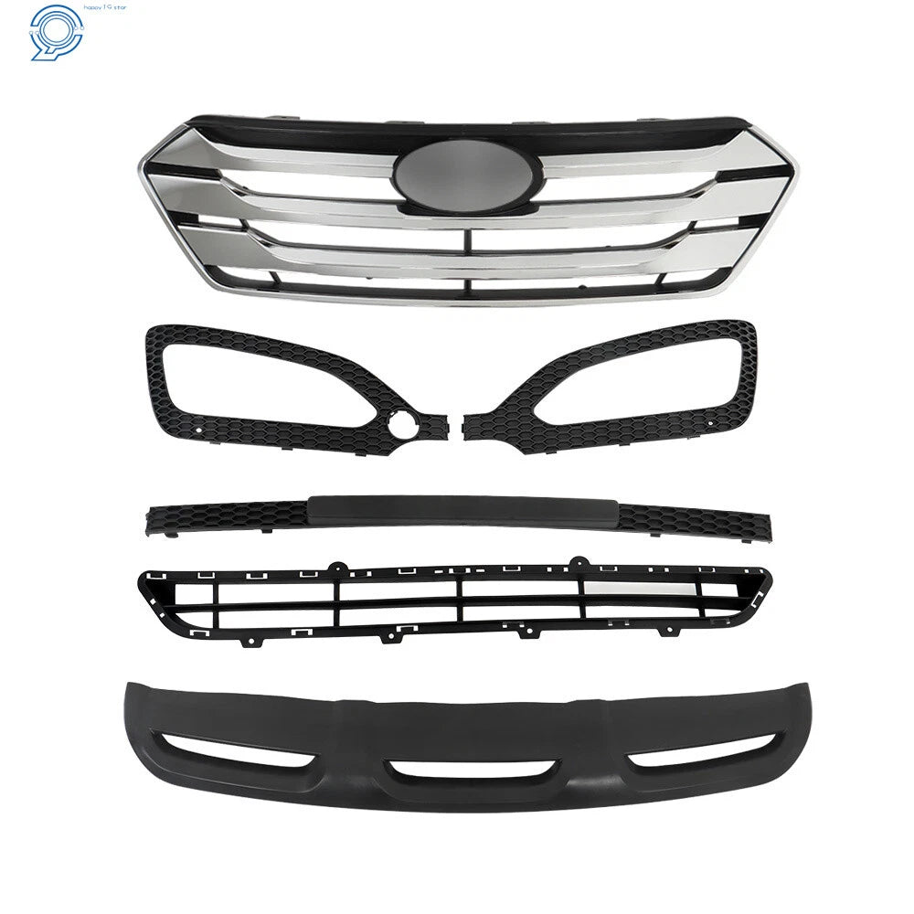 Set of 5 Front Grille Fog Light Bezels for Hyundai Santa Fe Sport (2013–2016)