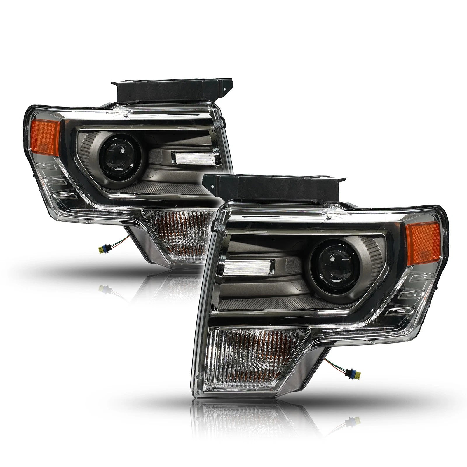 HID Headlight Set for Ford F-150 (2013–2014) w/Chrome Trim, Left+Right Pair