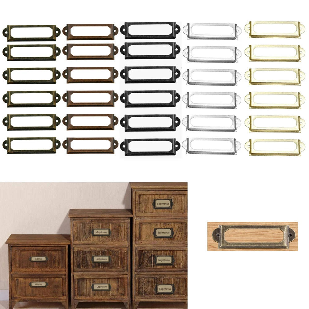Set of 12 Metal Drawer Cabinet Label Pull Handles for