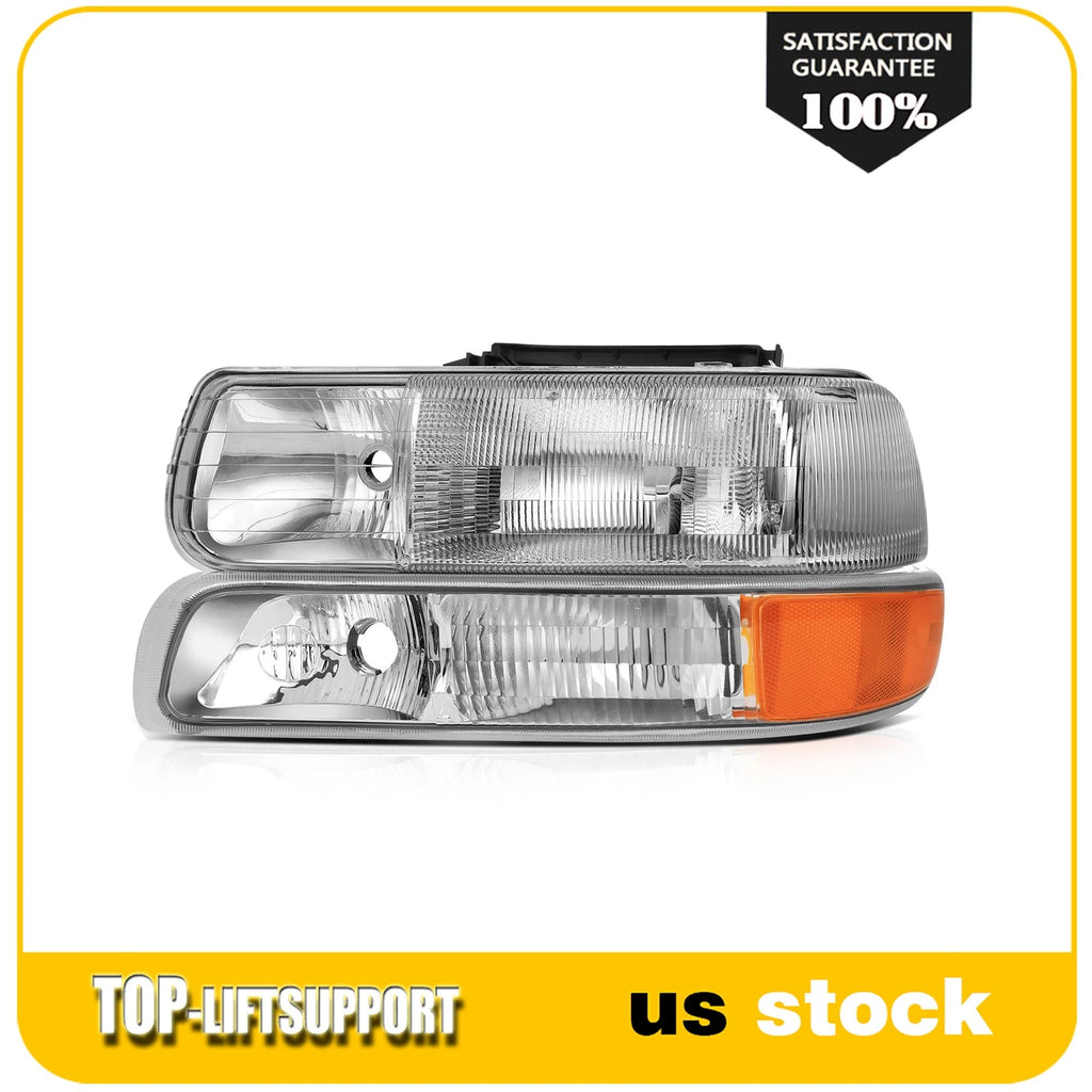 Set of 2 Headlights for Chevy Silverado 1999–2002, Suburban Tahoe 2000–2006