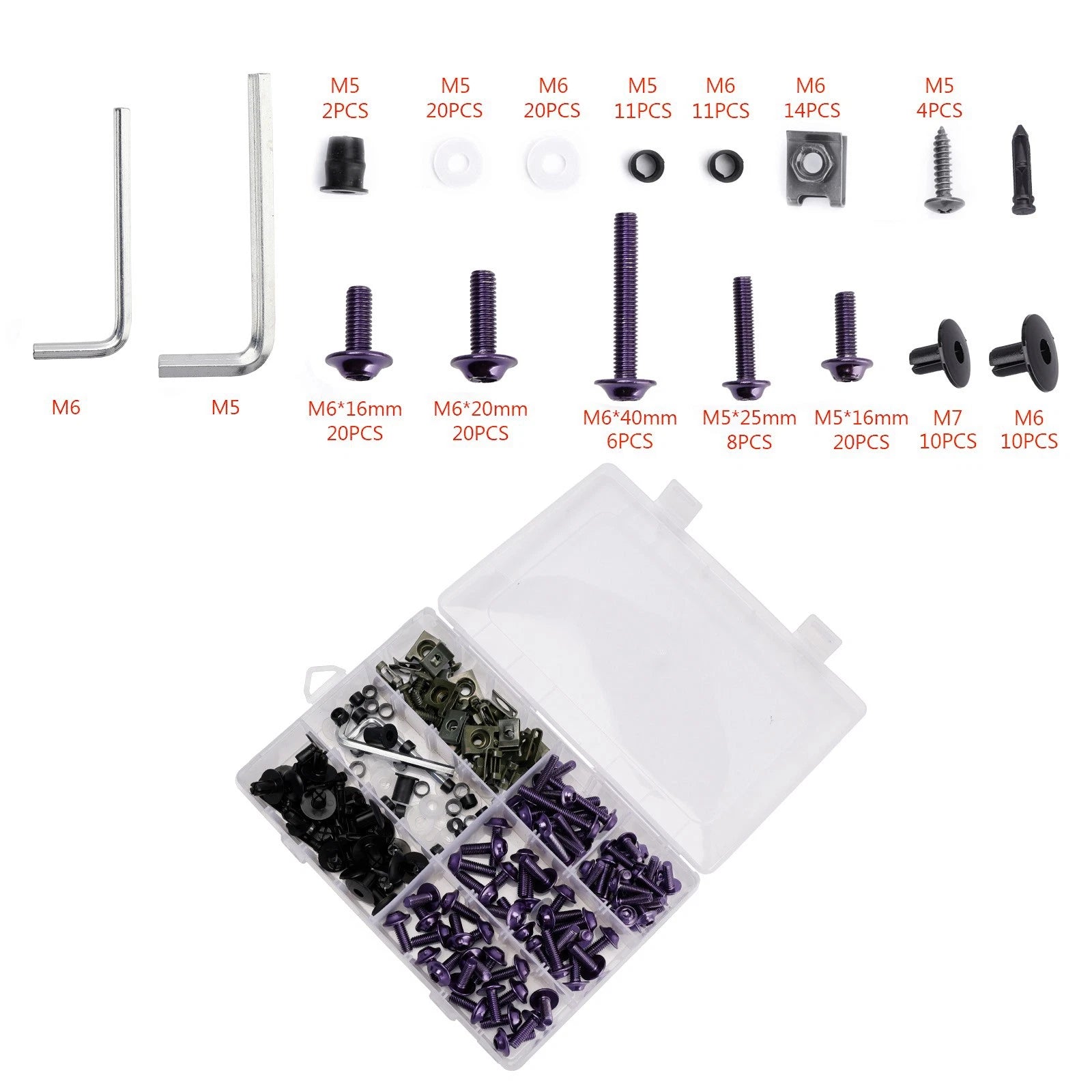 Set of 4 M6 Screws & Clips for
