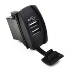 Unique Dual USB Charger with ARB Rocker Switch Blue LED Light for Car Boat