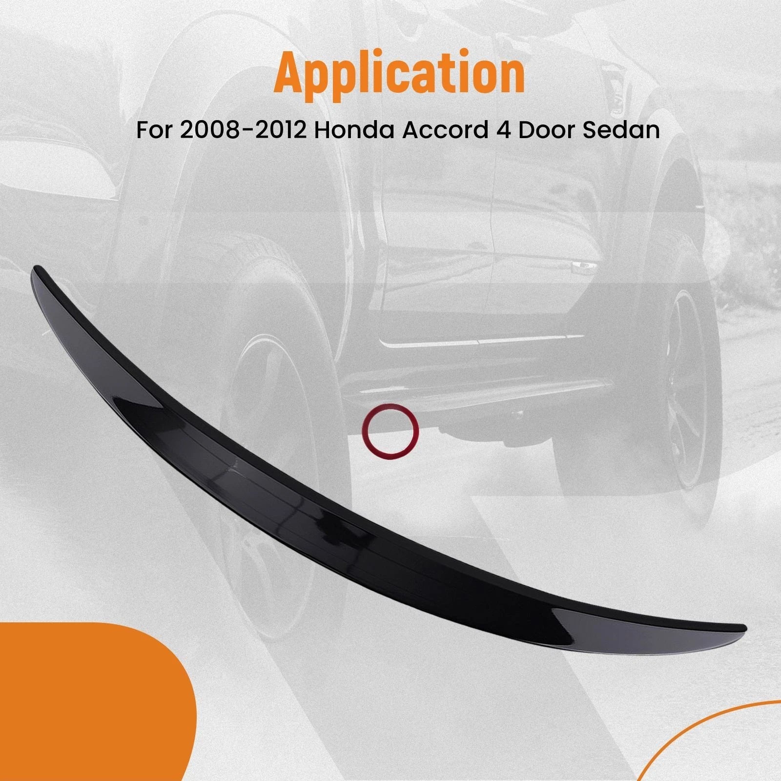 Rear Trunk Spoiler Wing for Honda Accord 4Dr (2008–2012) ABS