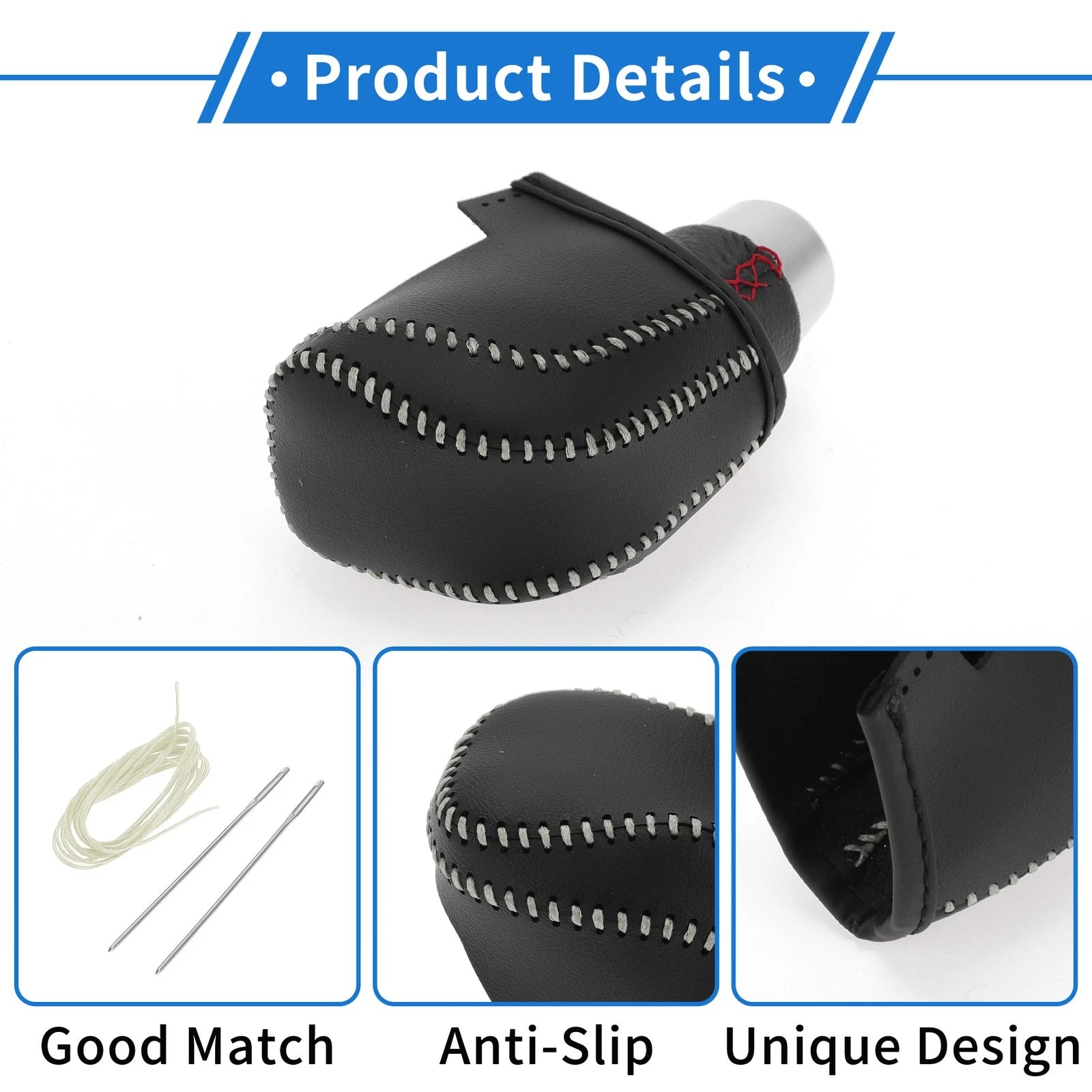 Gear Shift Knob Cover for Toyota Camry (2018–2023) Black Beige Faux Leather