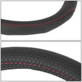 Steering Wheel Cover Black Hexagon Pattern Red 14.5" for Universal Fit