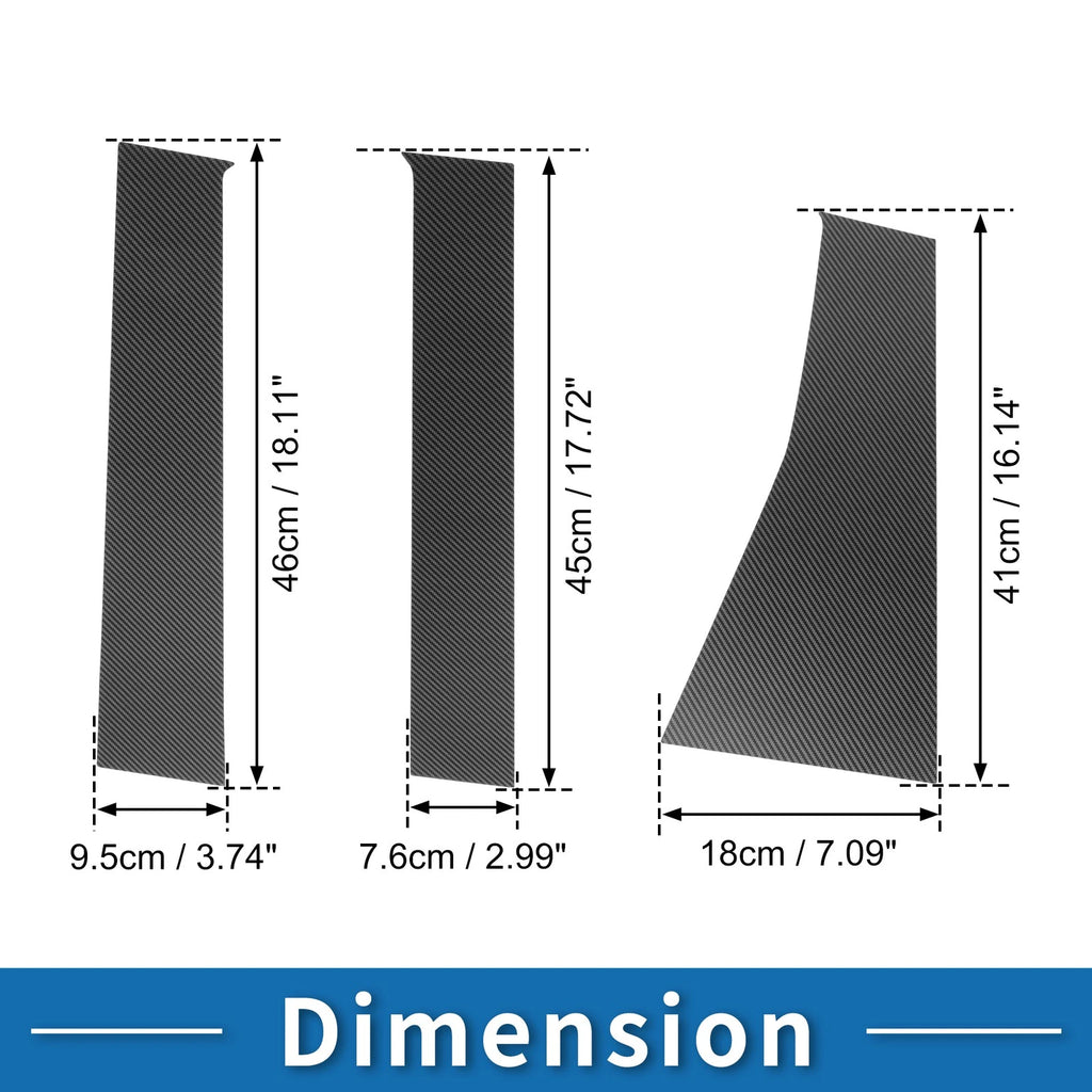 Set of 6 Door Pillar Window Trim for Mitsubishi Pajero (Carbon Fiber)