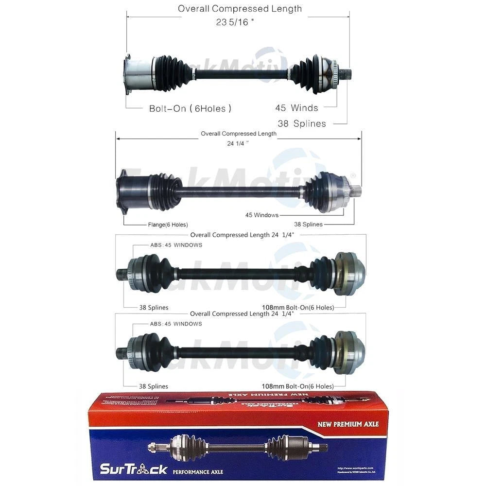 SurTrack CV Axle Shaft Kit for Audi (Manual Trans, Front and Rear)