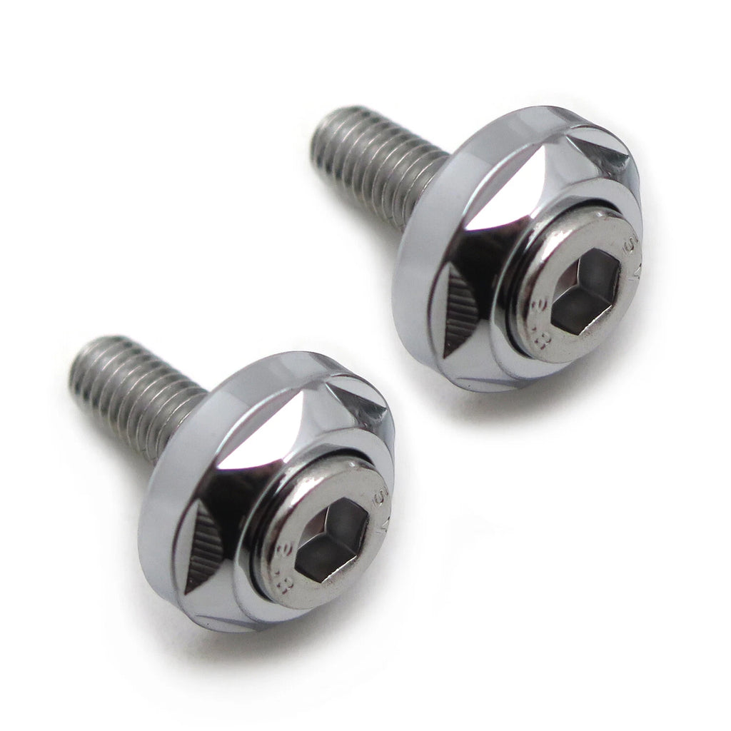 2Pcs Chrome License Plate Bolts Screws for Motorcycle Car