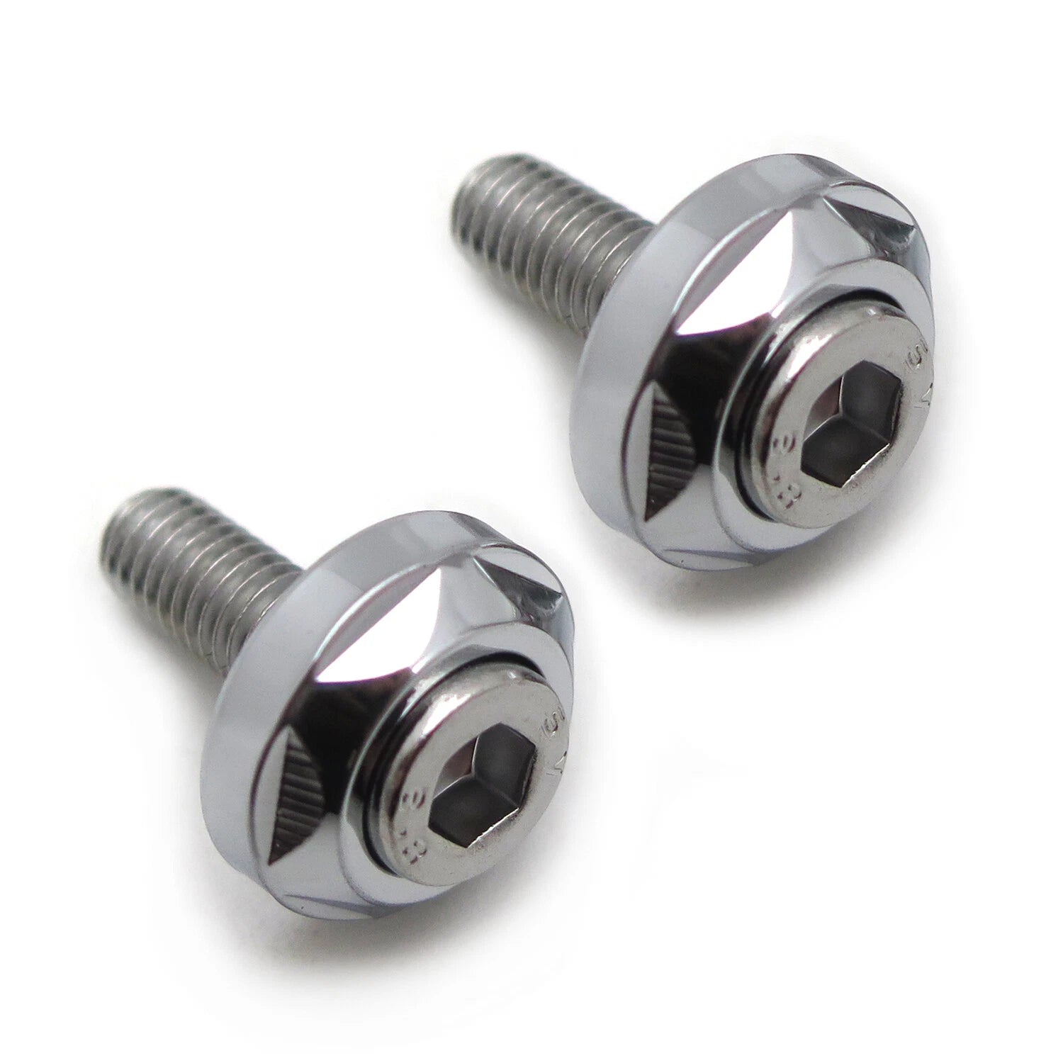 2Pcs Chrome License Plate Bolts Screws for Motorcycle Car