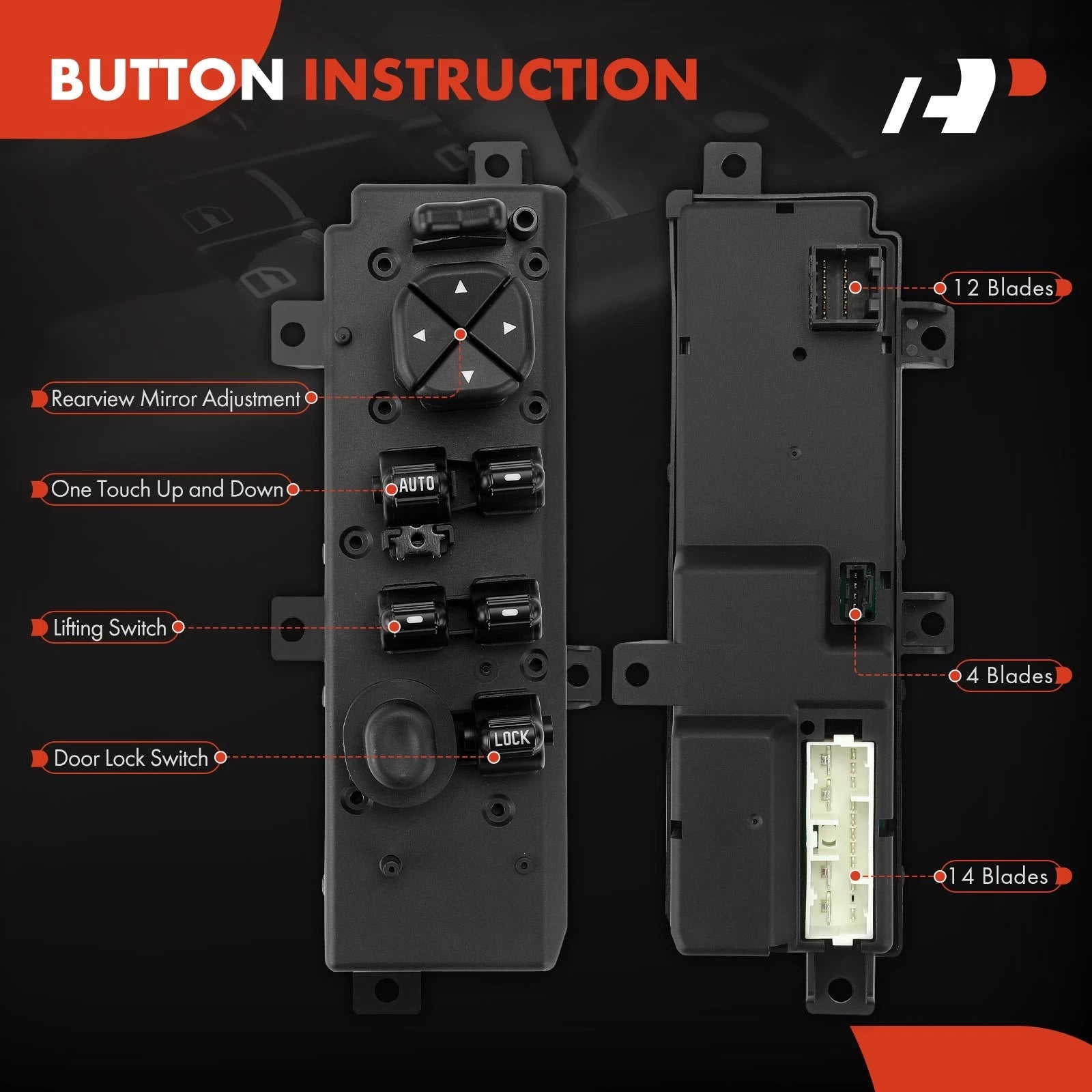 Front Left Power Window Switch for Jeep Grand Cherokee (1999-2004)