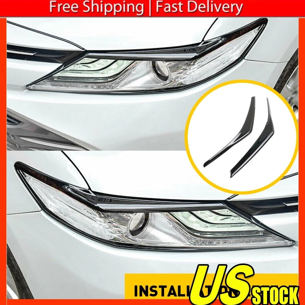 Glossy Black Headlight Eyelid Covers for Toyota Camry (2018â2020)