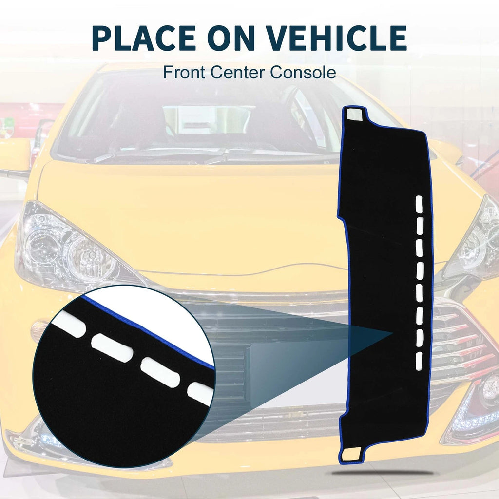 Dashboard Cover Mat for Toyota Aqua (2011–2021) with Sticker Black Blue Set of 1