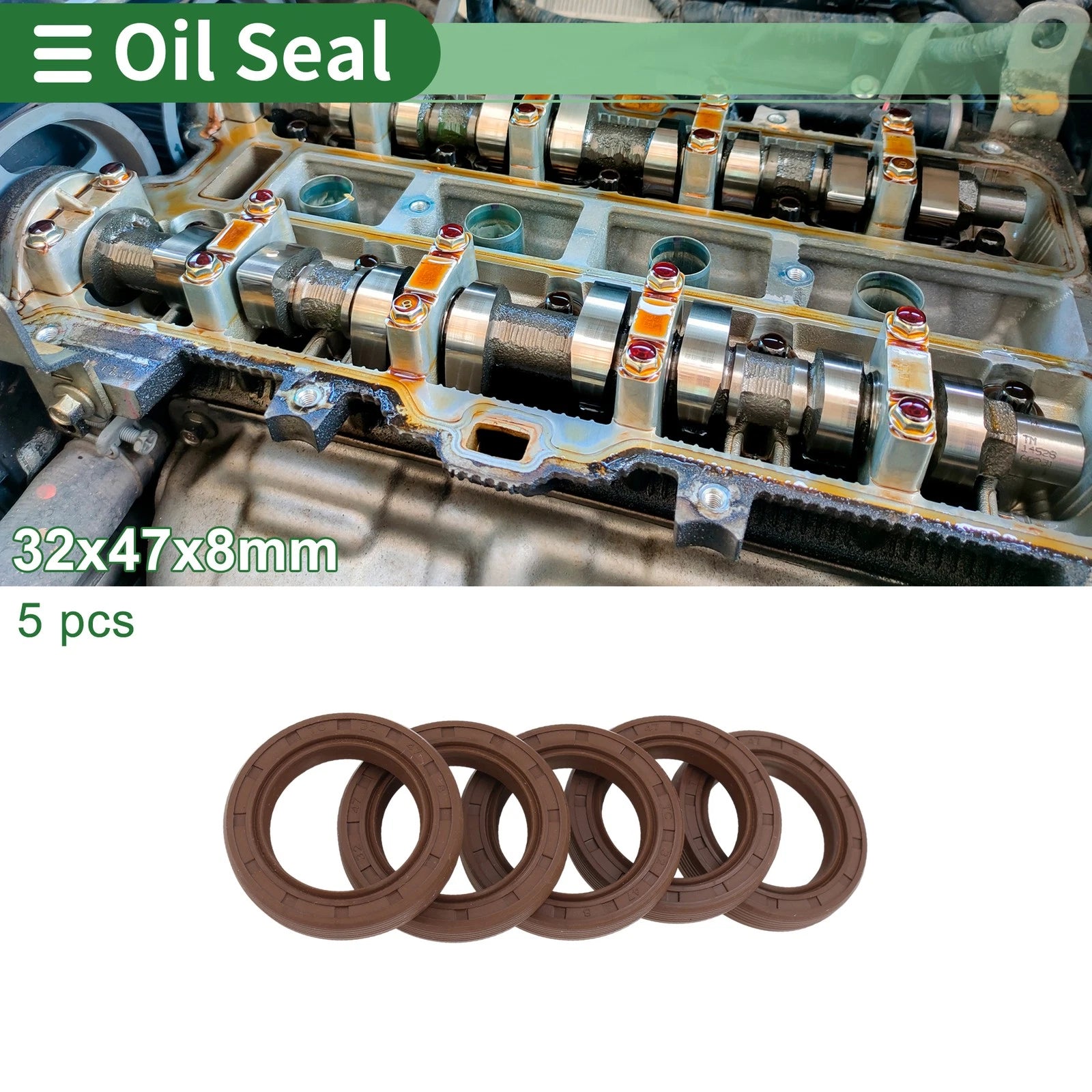 Set of 5 Oil Seals FKM Rubber 32x47x8mm for Various Models 