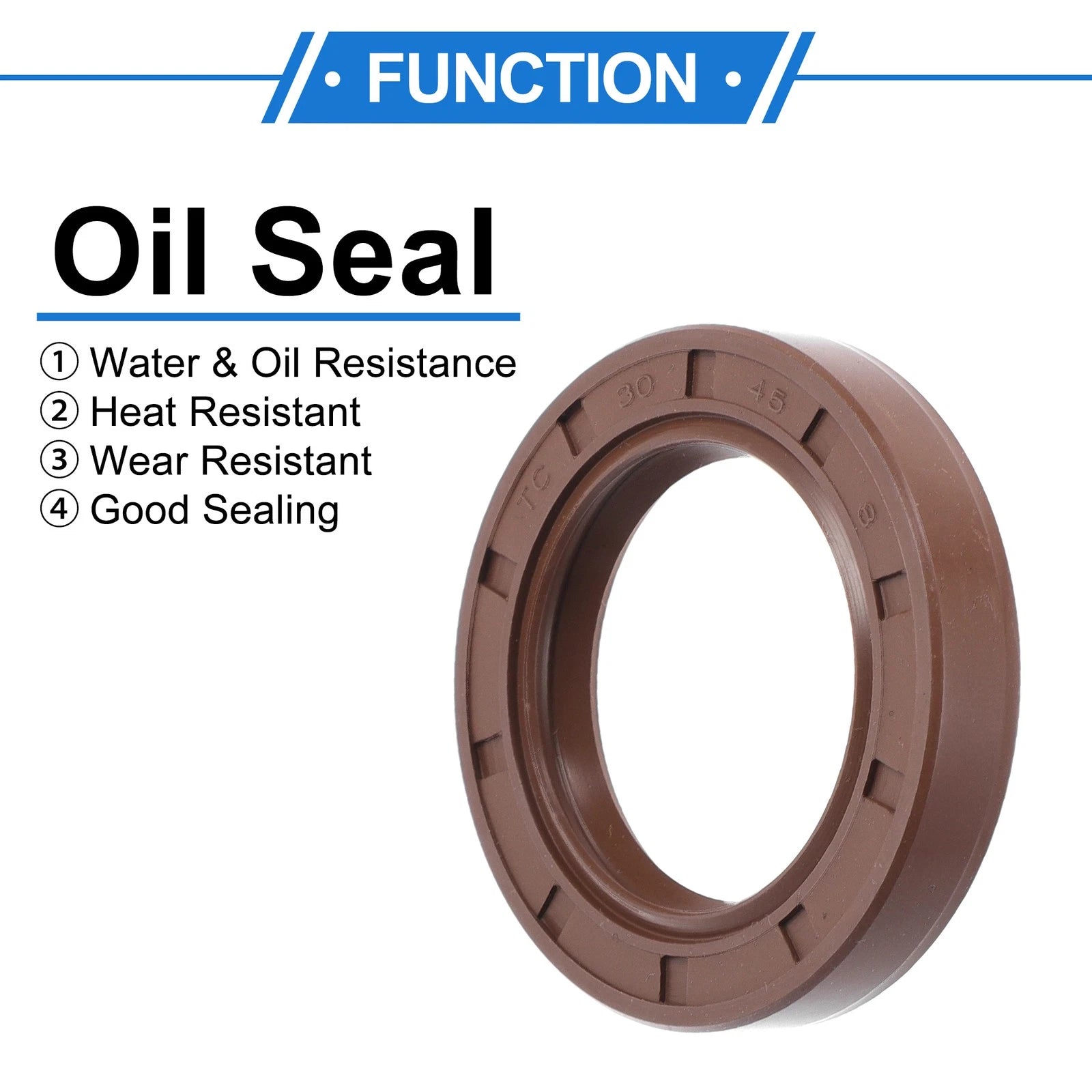 2X Oil Seal Rotary Shaft Seal FKM Rubber 30x45x8mm for Various Models