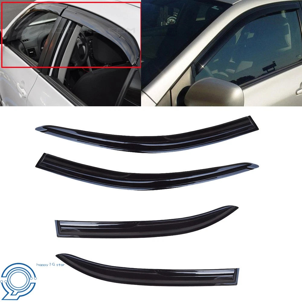 Set of 4 Window Visor Rain Guards for Toyota Corolla (2003-2008) Smoke
