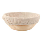 Round Bread Proofing Basket + Cloth Cover for Artisan Sourdough 23x8cm