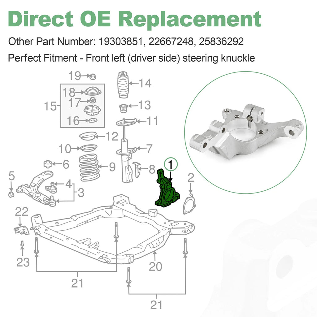 Front Driver Side Steering Knuckle for Chevrolet Pontiac (Select Models) 19303851