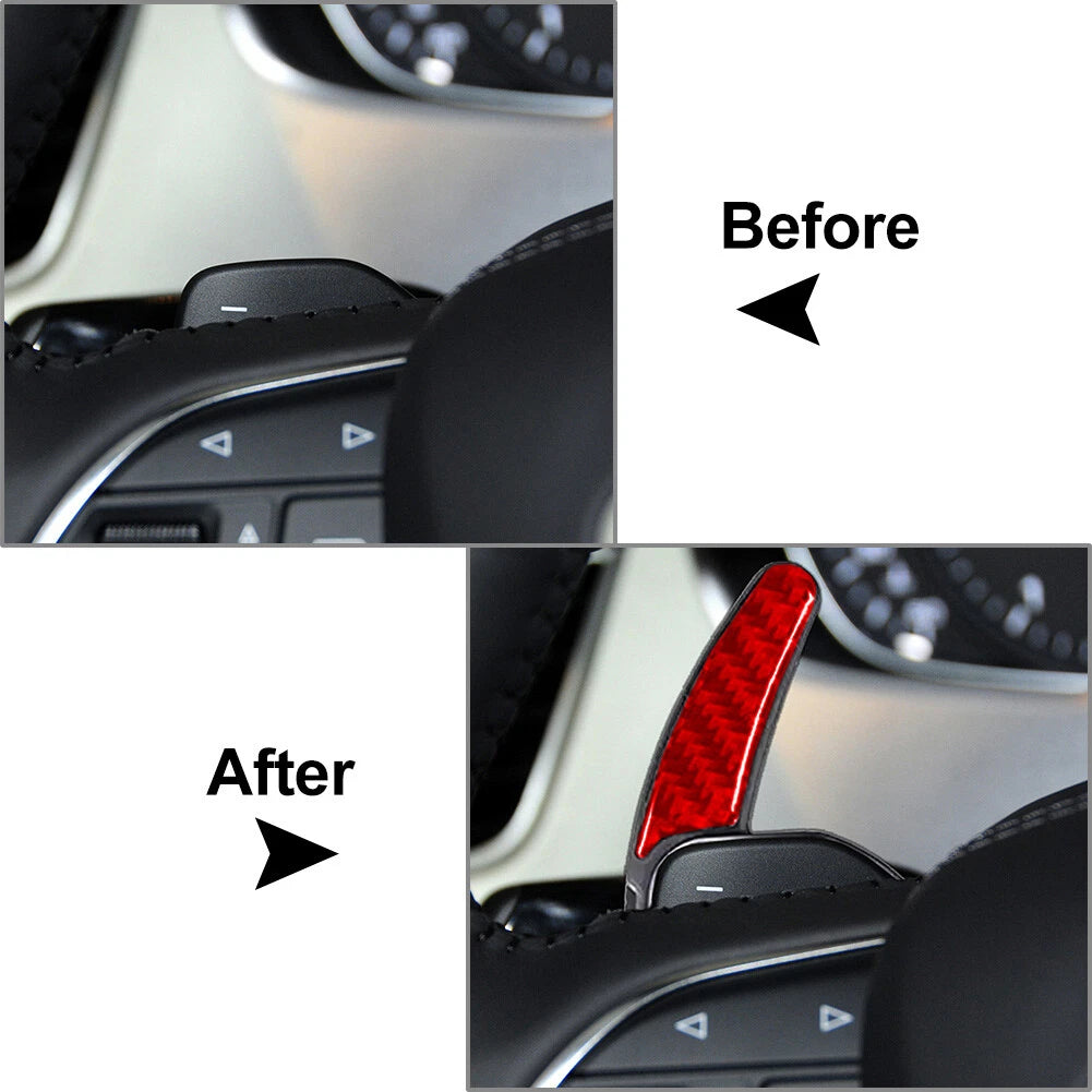 Steering Wheel Shift Paddle Extensions for Audi A3 A4 A5 A6 A8 Q5 Q7 S5 S6 (Red)