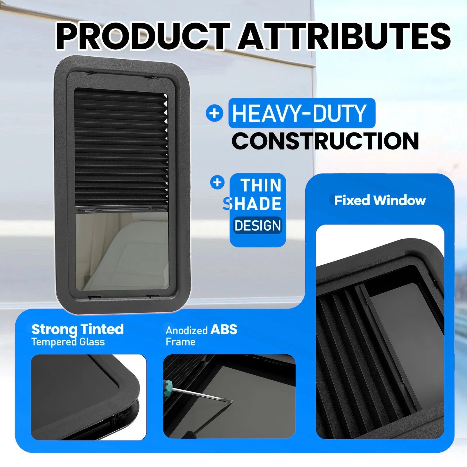 24" x 15" Tinted RV Window Tempered Glass for Camper Trailer