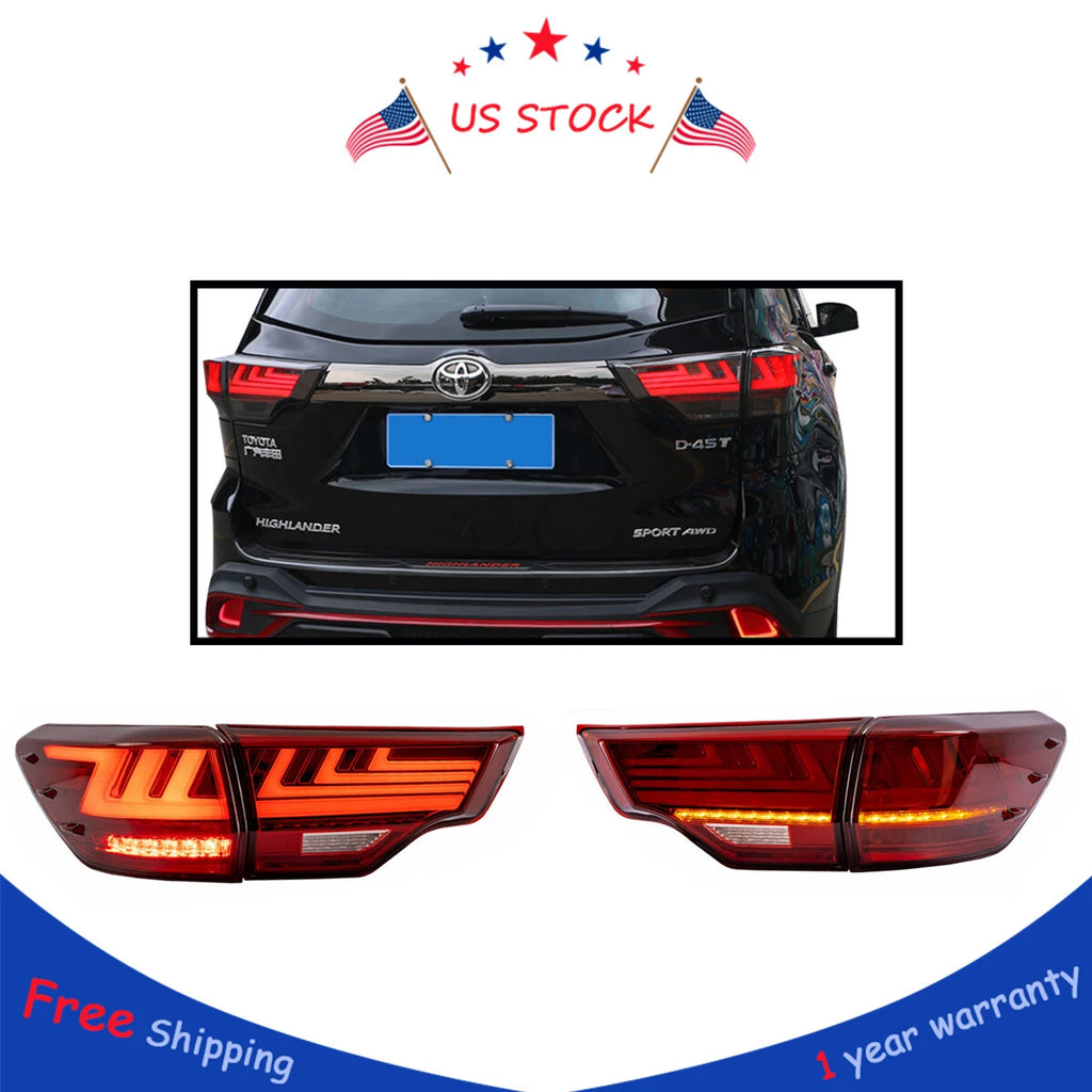 LED Red Tail Lights Assembly for Toyota Highlander (2014–2018)