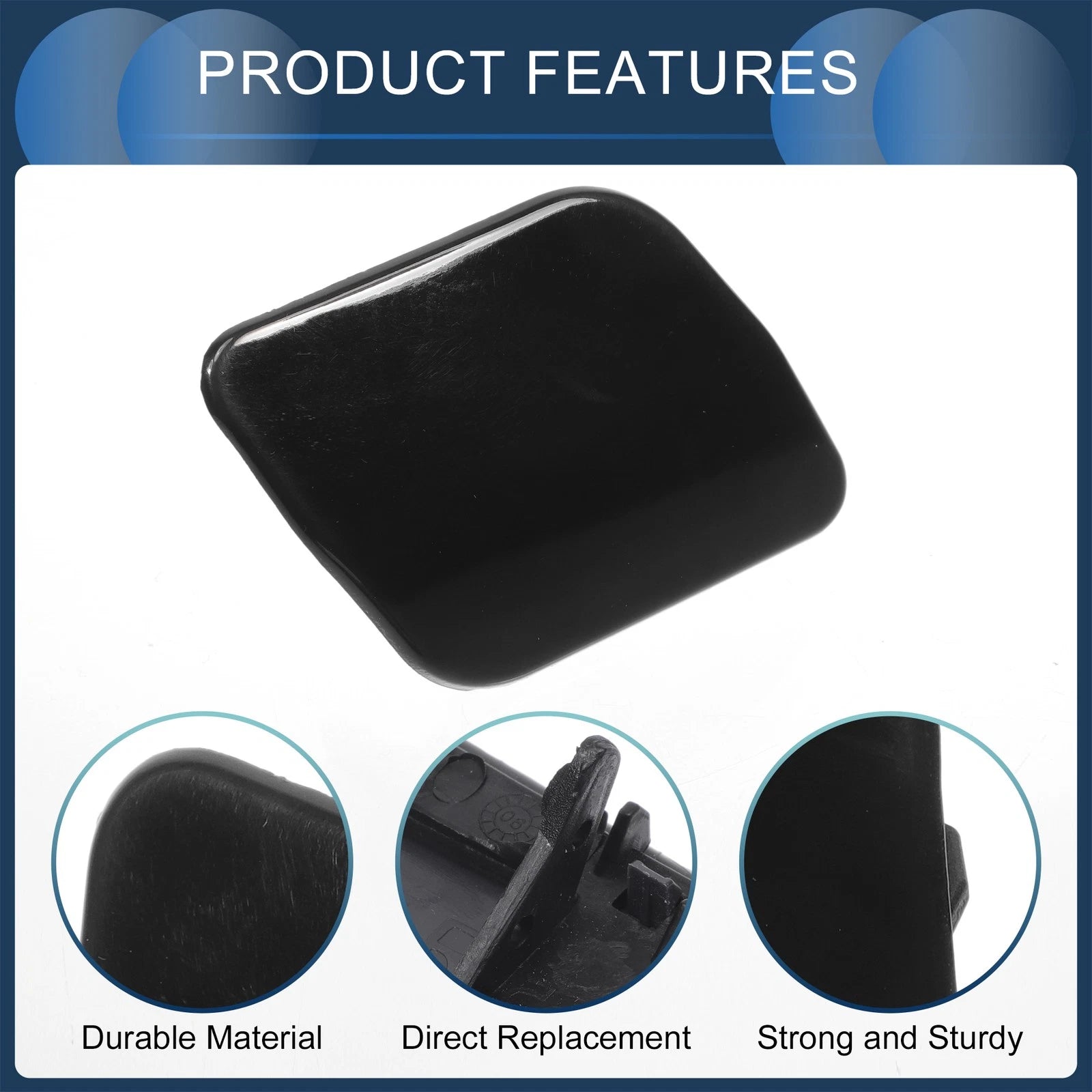 Front Right Washer Nozzle Cover Cap for Volkswagen Touareg (2007–2010) 1 Pcs Black