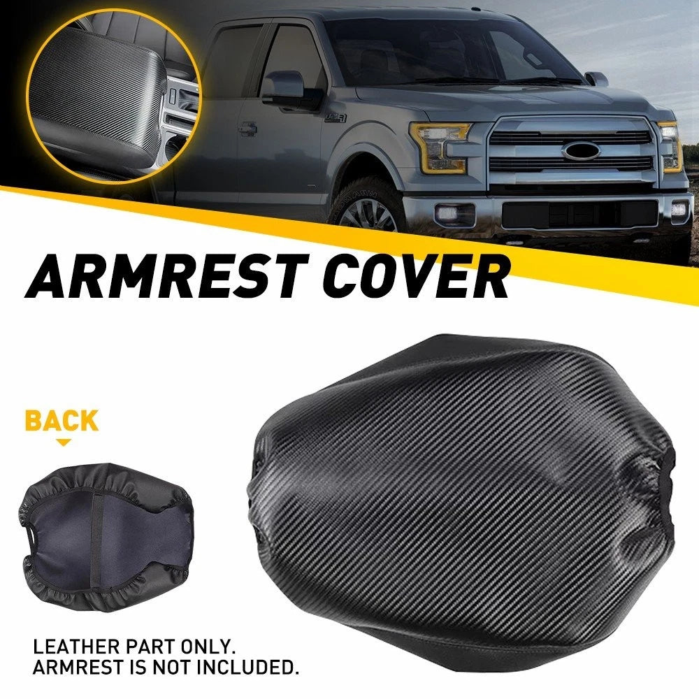 Carbon Fiber Center Console Lid Armrest Cover Pad for Ford F150 (2015–2020) EPY