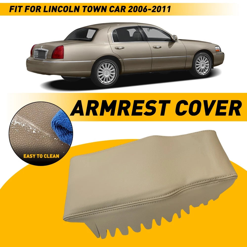 Leather Console Lid Armrest Cover Trim for Lincoln Town Car (2006–2011)