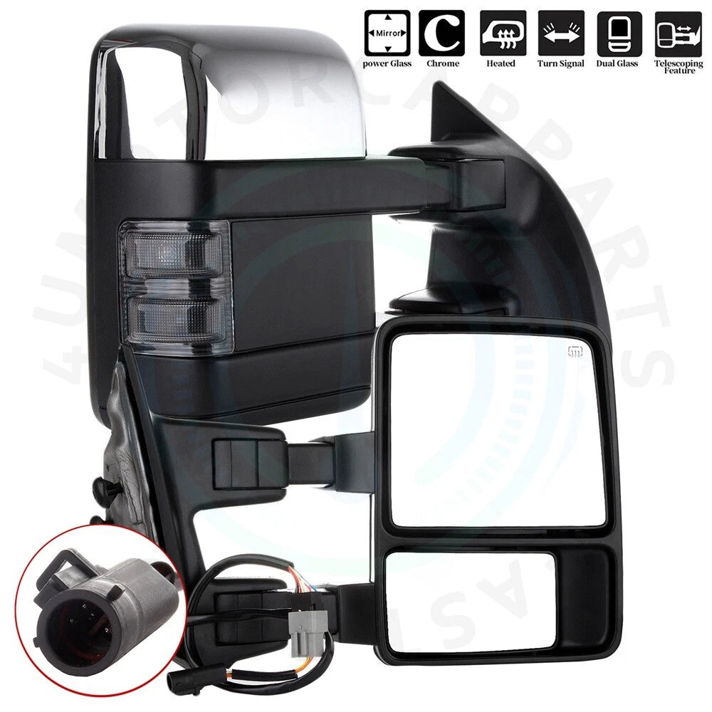 2X LED Signal Heated Tow Mirrors for Ford F250-F550 Super Duty (1999–2007)