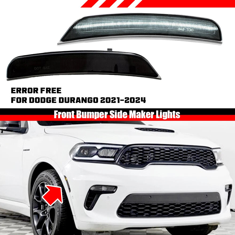 Smoked White LED Front Bumper Side Marker Light for Dodge Durango (2021–2026)