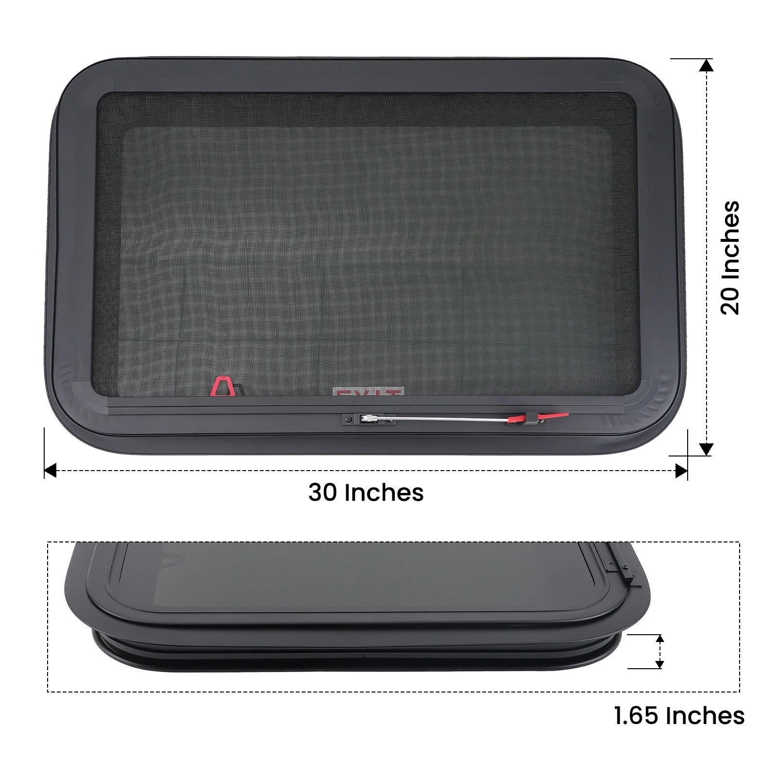 30" x 20" Exit Window for RV Camper/Trailer/Food Truck (w/ Accessories)