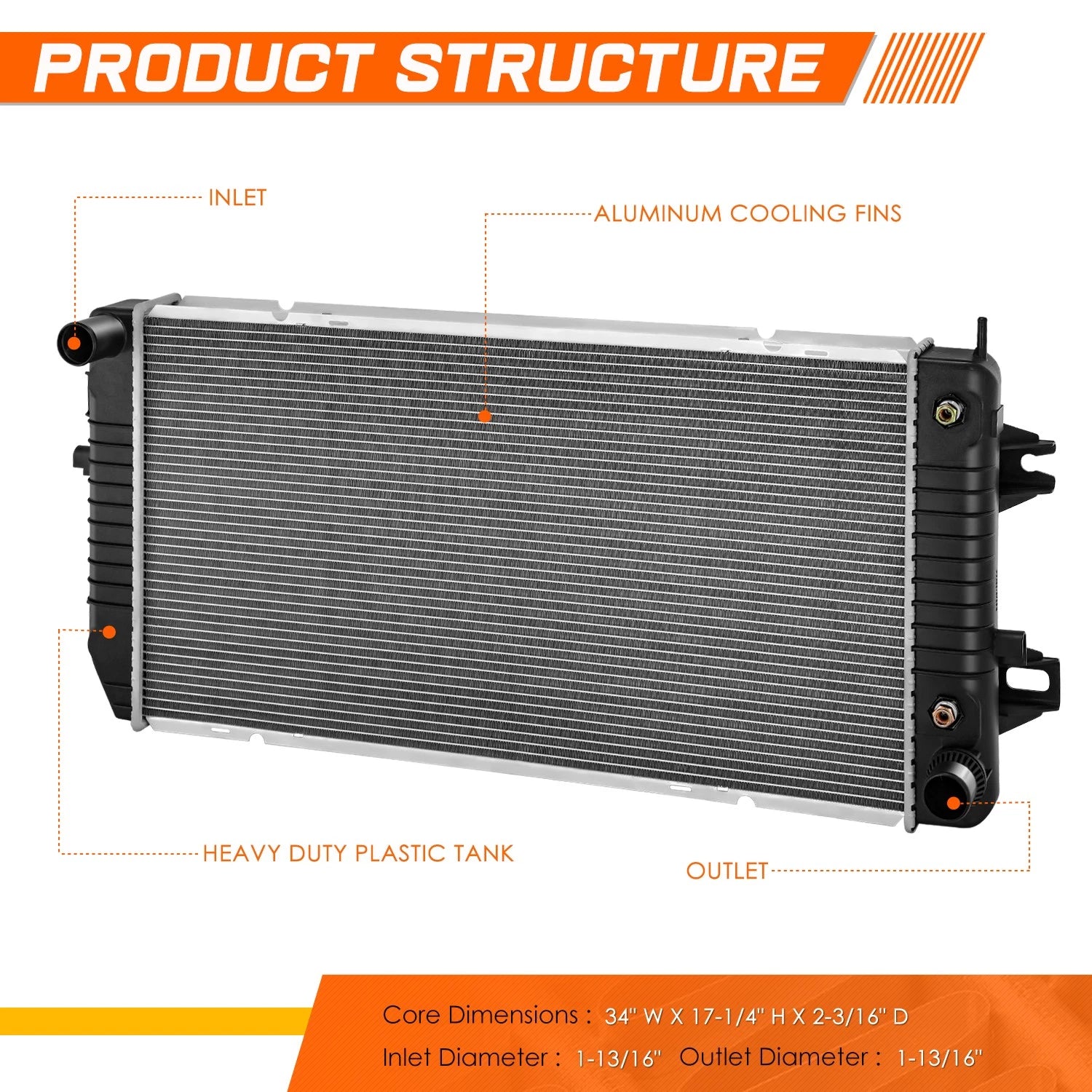 Aluminum OE Style Radiator for Express/Savana 2500-4500 (2006–2022) DPI-2935