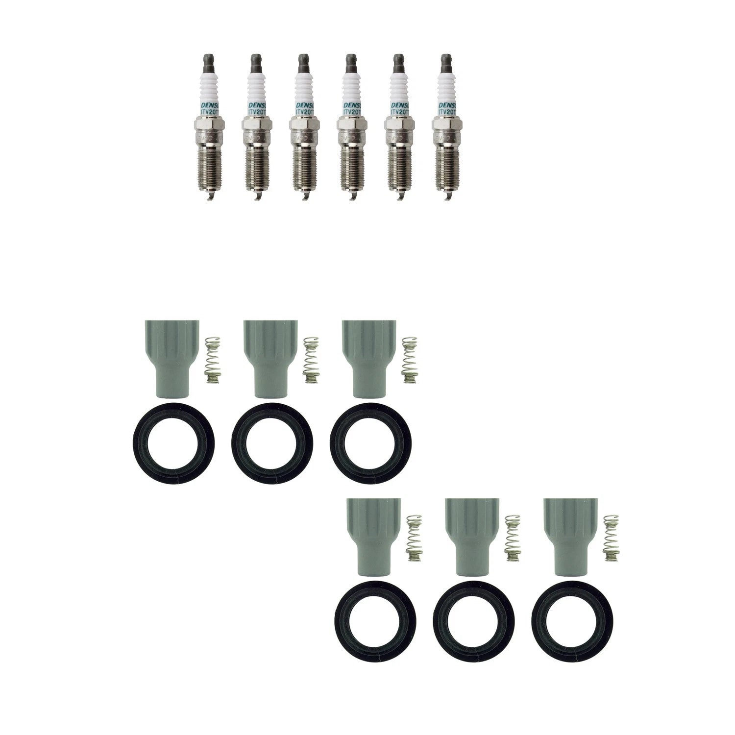 Denso 6 Iridium TT Plugs & NGK Ignition Coil Boots Kit for CTS Captiva Sport (2011–2015)