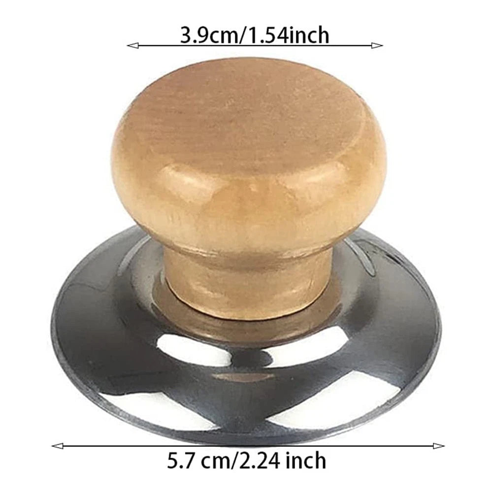 Pot Lid Knob with Wood Handle for Universal Use (2.24 x 1.54 Inch)