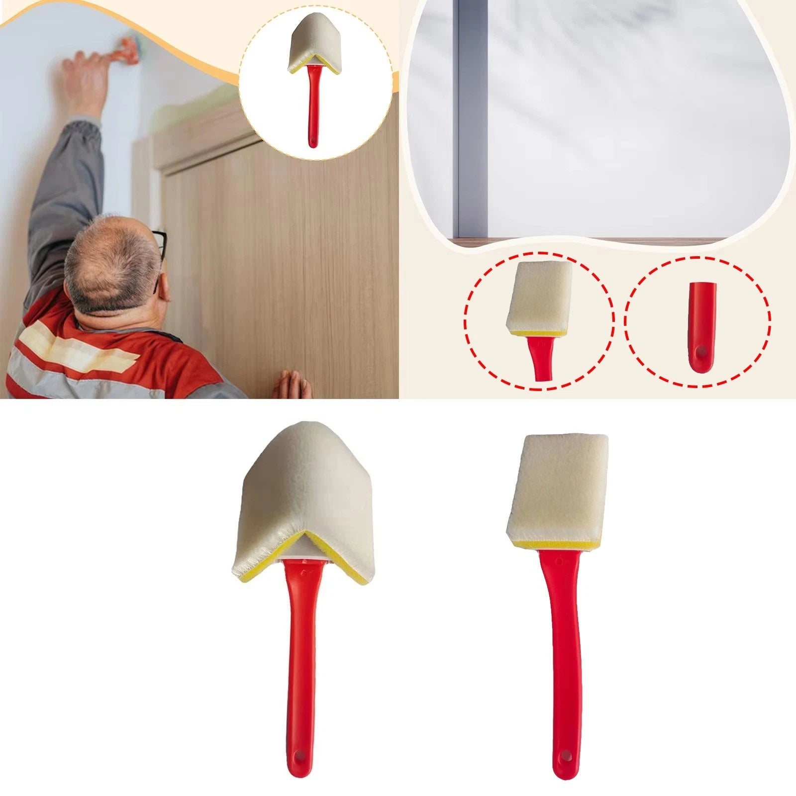 2X 1 Inch Nylon Bristle Paint Brush for Wall Edges and Corners